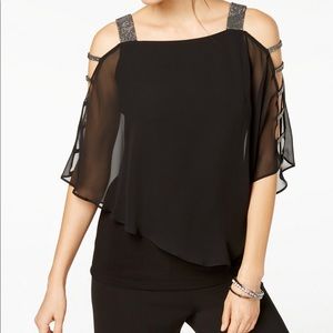 MSK Petite Embellished Chiffon Top